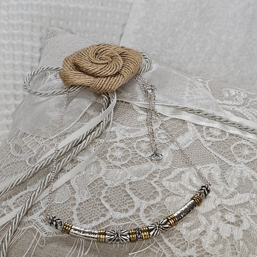 Silpada 925 Silver Necklace with Brass and CZ Accents - Picture 9 of 11